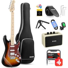 MSP Elektro Gitar, DST-152S 39 Inç Elektro Gitar Kiti, Yüksek Hız Çeliği Manyetik Bobin Bölmeli, Yetişkinler Için Amplifikatörlü Gitar Başlangıç Paketi, Çanta, Aksesuarlar, Sunburst