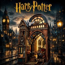 MSP Station Büyülü Gar Book Nook – LED Işıklı Dıy Ahşap Maket ve Minyatür Tren Istasyonu Kiti