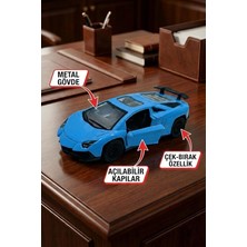 MSP Aventador Oyuncak Metal Çek Bırak Spor Araba - Açılan Kapılı Mavi Model Araba