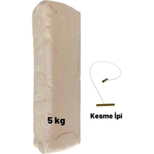 MSP Seramik Hamuru, Doğal Kil Çamuru, Oyun Hamuru, 5 Kg, Çamur Kesme Teli-Ipi Beyaz