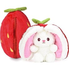 MSP Oyuncak Pelüş Çilek Tavşan,fermuarlı Meyve Çantasında Nakışlı,40 Cm,pembe, Kırmızı, Karpuz, Ananas, Havuç Model Seçenekleri,paskalya,çilek Tavşan (Kırmızıçilek)