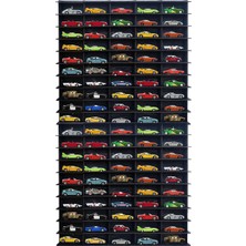 MSP Siyah Dikey Hobi Araba Rafı (Hot Wheels Uyumlu, Matchbox Uyumlu) - Mdf, 5 cm x 15 100, 100 Araçlık, Kapasite Ayarlanabilir