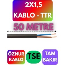 MSP 2x1,5 Ttr Kablo, 50 Metre, Siyah