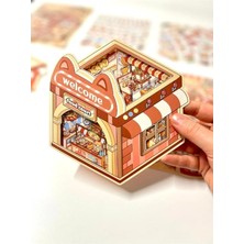 MSP Kawaii Sokak Lezzetleri Tasarla 2yaprak 121ADET 3D Diorama Izometrik Sticker Seti/etiket/çıkarma