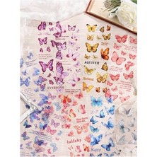 aklow akyoleticaret Kolbi Craft 6 Sayfa 120 Adet Şeffaf Kelebek Sticker Bullet Journal Scrapbook Laptop Ajanda Planlayıcı