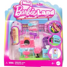 MSP Mini Barbieland Koleksiyona Uygun Oyun Seti, 4 Cm'lik Bebek, Aynalı Kuaför Tezgahı, Şampuan Bölümü ve Hikaye Anlatımına Yönelik Karşılama Masası ile Kuaför Salonu, JCR32