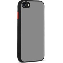 MSP Giyim & Aksesuar iPhone 7-8 - Se 2020 2022 ile Uyumlu Arka Kısmı Mat Şeffaf Yapıya Sahip Kenarları Silikon Tpu Malzemeden Üretilmiş Renkli Tuşlara Kamera Korumalı Transparan Kılıf (Siyah)