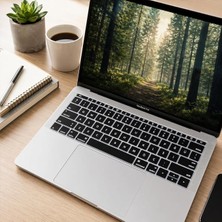 MSP MacBook Pro 13 A1708 ve MacBook 12 A1534 Klavye Koruyucu Türkçe Q Baskılı Us Klavyeyi Türkçeleştiren Ultra Ince Silikon Kılıf Toz Sıvı Koruma Yıkanabilir Şeffaf Siyah