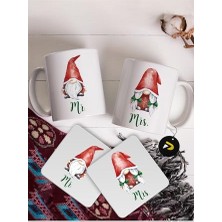 aklow akyoleticaret Yılbaşı Sevgili Kupaları; Gnome Şans Cücesi, Yılbaşı Yeni Yıl Konseptli Baskılı Kupa Takımı Kupa (Sevgiliye Hediye)