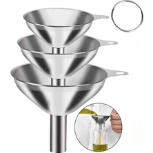 MSP Paslanmaz Çelik Mini Huni Seti (3'lü) - 7.5 Cm, 5.5 Cm, 4.5 cm Dar Ağızlı Sıvı ve Baharat Hunisi, Tutucu Halkalı Mutfak ve Şişe Aktarma Seti