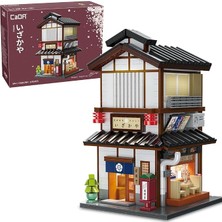 MSP C66019W Sakaya Japon Evi, 1195 Yapı Taşı, Modüler Yapı, 2 Katlı Sokak Köşe Evi, LED Işıklı, Açılabilir Duvarlar ve Pencereler, Japon Sokak Sahnesi Modeli, Yetişkinler ve Gençler Için