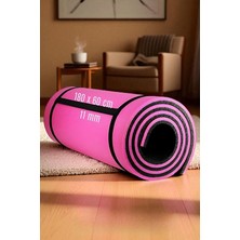 MSP Pilates Spor Matı, Pembe Siyah, Pvc Destekli Eva, Kaymaz Çift Taraflı, 180X60 Cm, 11 mm Kalınlık