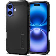 MSP iPhone 16 ile Uyumlu Kılıf Tough Armor Stand Özellikli Çift Katmanlı Zırh Koruma Siyah Kapak - ACS08386 (Spigen Tr Garantili)