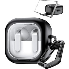 MSP [black-Frame] Samsung Galaxy Buds4 Pro/buds 4 Için Kılıf [fonksiyonel Stantlı Tasarım] Kulaklık Kılıfı [güvenlik Kilit Tasarımlı] Taşıma Askılı Tpu Koruyucu Samsung Buds 4 Pro Kılıf (Siyah)