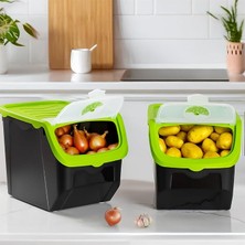 MSP 1506 Yeşil 2'li Çok Amaçlı Plastik Patates Soğan Sarımsak Oyuncak Erzak Saklama Kutusu 12 L
