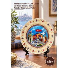 Yenilig 4 Adet Porselen Dekoratif Tabak – Istanbul Temalı 18 Cm, Duvar ve Masa Dekoru, Servis Tabağı, Decorative Plate