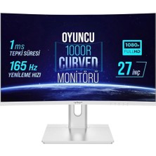 MSP 27" 165Hz 1ms Rgb 1000R Curved Freesync+G-Sync Fhd Beyaz Oyuncu Monitörü WRP27-165-W, WRP27-165-W