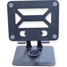 MSP 360 Derece Sonsuz Pozisyonda Dönebilen Katlanabilir Metal Alaşımlı Yükseklik ve Açı Ayarlı Kaydırmaz Telefon ve Tablet Standı (Tablet Standı Siyah N04)