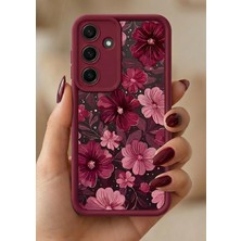 MSP Samsung Galaxy S24 Fe ile Uyumlu Kılıf Küçük Çiçek Dallar Desenli Parlak Silikon Kapak Bs1
