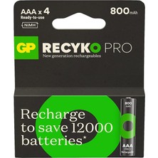 MSP Batteries Recyko Pro Aaa Ince Ni-Mh Şarjlı Pil, 1.2 Volt, 4'lü Kart