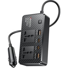 MSP VC07 200W Araç Içi Invertör 220V Ac Güç Dönüştürücü, 2 Ac Priz, 2 Usb-A Qc3.0, 2 Usb-C Pd Hızlı Şarj, 12V Çakmak Girişli, 50 cm Kablolu Car Power Inverter | Yesido VC07