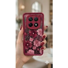 MSP Xiaomi Redmi Note 15 5g / 4g ile Uyumlu Kılıf Kamera Çıkıntılı Renkli Çiçek Kabartmalı Silikon Kapak Bs1 Bordo