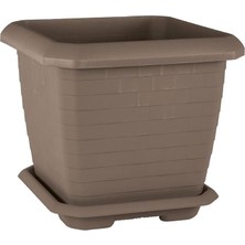 MSP HK04 Hisar Kare Saksı No:4 Tabaklı 44,2 Cm, 44 Litre Mocha