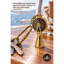 Yenilig 10 Adet Pirinç Makine Telgrafı Anahtarlık – Pirinç Malzemeli Metal Figür, Gemi Konseptli Tasarım, 11 Cm, Keychain Brass