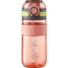 MSP 550ML Silikon Pipetli Taşıma Kulplu Dayanıklı Malzeme Tritan Spor Matara (Pembe)