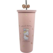 MSP Sanrio Paslanmaz Çelik Hello Kitty Su Sisesi, Pipetli, 800 ml Kapasite
