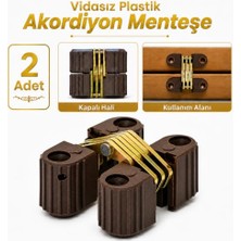 aklow akyoleticaret Kapak, (2 Adet) Plastik Akordiyon Menteşe Vidasız Gizli Gömme Dolap Katlanır Masa Menteşesi