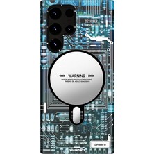 MSP Galaxy S23 Ultra Uyumlu Kılıf Magsafe ile Uyumlu Youngkit Technology Serisi Kapak; Mavi