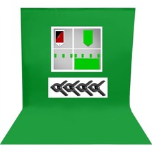 MSP cm Chromakey Green Screen Greenbox Yeşil Fon Perde ve 4 Adet Fon Mandalı
