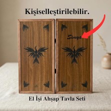 MSP Figür Premium Anka Kuşu Şimşir Ahşap Pullu Ceviz Kaplama Tavla