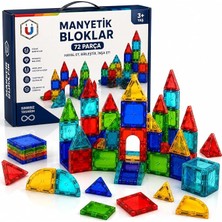 MSP 72 Parça Manyetik Blok Oyuncak Seti, Renkli 3D Yapı ve Inşa Oyuncağı, Yaratıcı Eğitici Manyetik Yapı Blokları, Çocuklar Için, 3+ Yaş