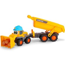 MSP Toys, 204119007, Abc Tracey Trailer, Serbest Tekerlekli Volvo Digger, Hareketli Kürek, Kask Korna, Çıkarılabilir ve Hareketli Römork, Çıngırak Sesi Fonksiyonu, 65 cm