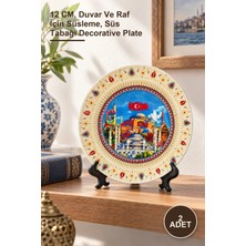 Yenilig 2 Adet Istanbul Temalı Porselen Dekoratif Tabak – 12 Cm, Duvar ve Raf Için Süsleme, Süs Tabağı Decorative Plate
