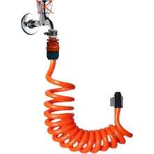 MSP Spiral Wc Tuvalet Banyo Veranda Balkon Yıkama Bahçe Sulama Hortum Seti Turuncu (1.5 Metre)