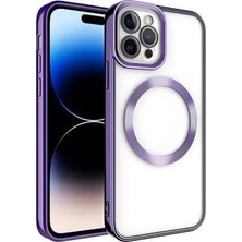 MSP iPhone 14 Pro Max Kılıf Silikon M-Safe Şarj Özellikli Şeffaf Kapak Setr Derin Mor