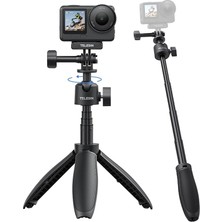 MSP Djı Osmo Nano Action 6/5 Pro/4, Gopro Hero 13/12, INSTA360 X5 X4 Ace Pro Için 46 cm Mini Selfie Çubuğu Tripod, 360° Ayarlanabilir Monopod, Vlog Uzatılabilir Sap, Sağlam Manyetik Taban