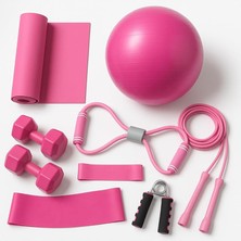 MSP 9 Parçalı Pilates ve Fitness Seti Pilates Minderi, Dambıl, Squat Band ve Daha Fazlası!, Tek Ebat, KHY-0003L, Pembe