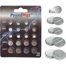 MSP 20 Adet AG1,AG3,AG4,AG10,AG13 Alkalin Karışık Pil