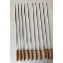 aklow akyoleticaret 6 Adet Ahşap Saplı Kare Şiş Boy: 55 Cm, Tahta Saplı Kuşbaşı Ciğer Tavuk Şişi