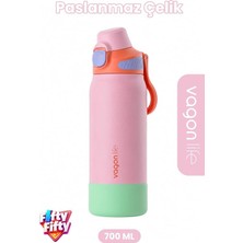 MSP ml Tek Kapak Çift Kullanım Pipetli Rahat Içim Kulplu Paslanmaz Çelik Termos FFVGN1112-700ML Pembe