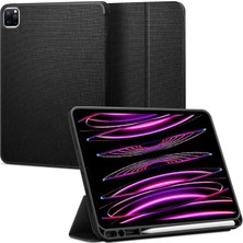 MSP iPad Pro 12.9" (2022 / 2021) ile Uyumlu Kılıf Urban Fit Örgü Kumaş Siyah Kapak - ACS03434 (Spigen Tr Garantili)