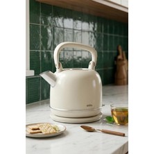 MSP SK-8035 Bej Retro Kettle 2.2l Paslanmaz Çelik Elektrikli Su Isıtıcı 360° Kablosuz 1800W