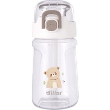 MSP Dıller - Tritan Silikon Pipetli - Karikatürlü Matara - 550 ml