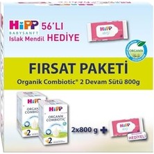 aklow akyoleticaret 2 Organik Bebek Sütü Combiotic 800 G x 2 Adet Avantaj Paketi (Islak Mendil Hediyeli)