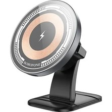 MSP Magsafe ile Uyumlu Manyetik Kablosuz Hızlı Şarj Araç Tutucu, 360° Döner, Evrensel Uyumluluk, Kolay Kurulum, Hızlı Şarj Desteği ile Akıllı Telefon Tutucu BH212