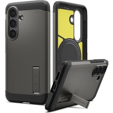 MSP Galaxy S26 ile Uyumlu Magnet Kılıf Tough Armor Mag Fit Stand Özellikli Çift Katmanlı Zırh Koruma Füme Kapak - ACS11063 (Spigen Tr Garantili)